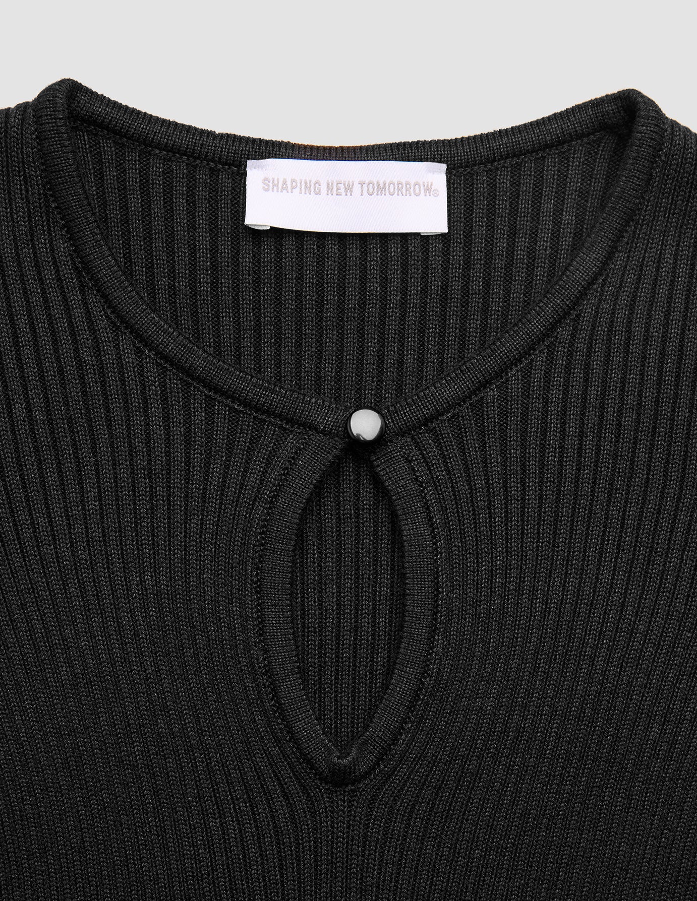 Women Fine Knit Rib Long Sleeve Black